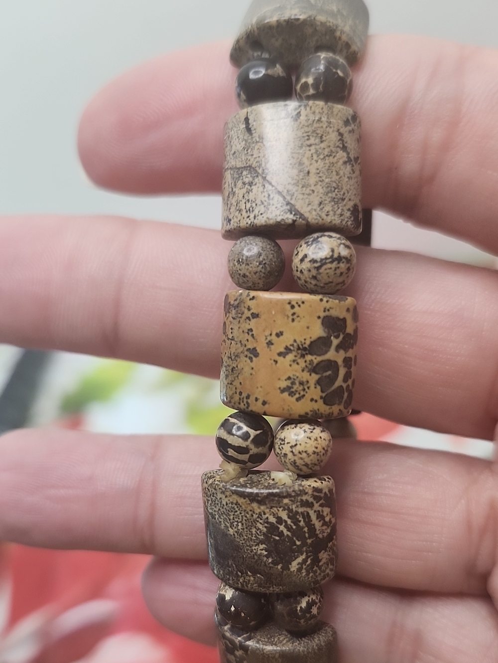 Neutral Brown Beaded Stretch Bracelet